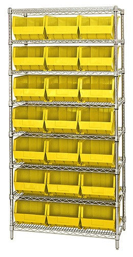 Chrome Wire Shelving Units With Ultra Bins - HWR8-255-Y