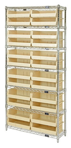 Chrome Wire Shelving Units With Ultra Bins - HWR7-245-I