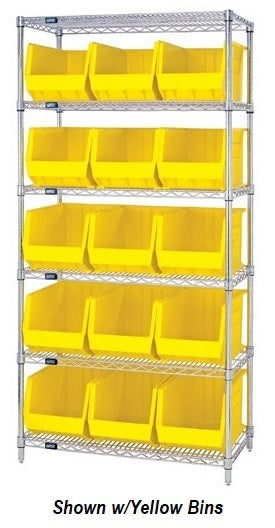 Chrome Wire Shelving Units With Ultra Bins - HWR6-260-G