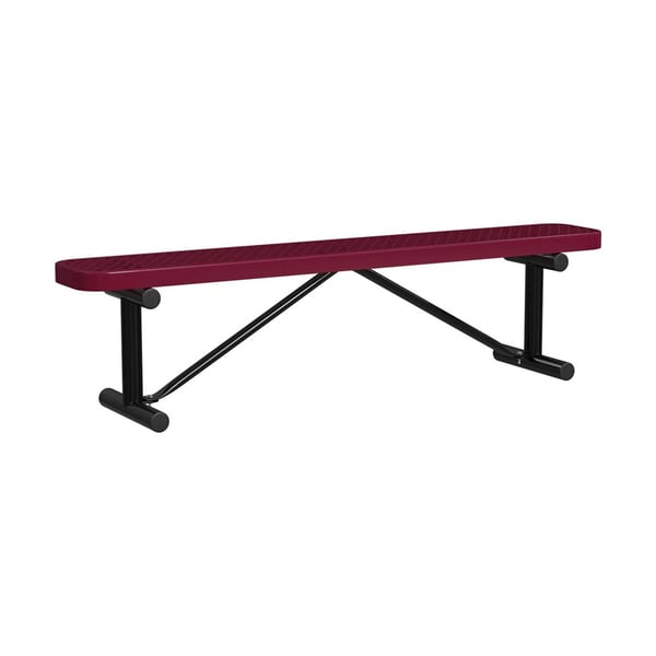 Expanded Metal Portable 6Ft Bench Without Back - HB6XPP-BURGUNDY