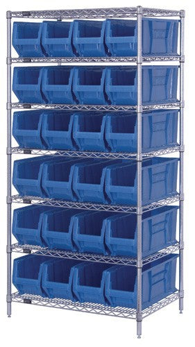 Chrome Wire Shelving Units With Hulk Containers - HWR7-951-B