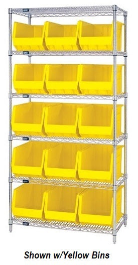 Chrome Wire Shelving Units With Ultra Bins - HWR6-260-R
