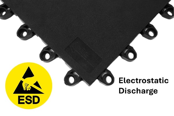 MT2 Interlocking Anti-Fatigue Floor Tiles, Recycled - HMT2.78X12X12.SM.ESD.CS
