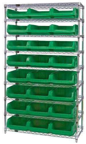Chrome Wire Shelving Units With Magnum Bins - HWR9-531-G