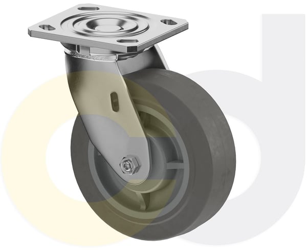 CasterDepot Top Plate Casters - Thermo-Rubber Wheel - Capacities Up To 600 Lbs. - HC091.EBC