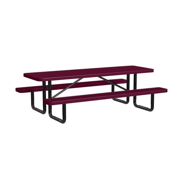 Expanded Metal Portable 8Ft Picnic Table - HT8XPP-BURGUNDY