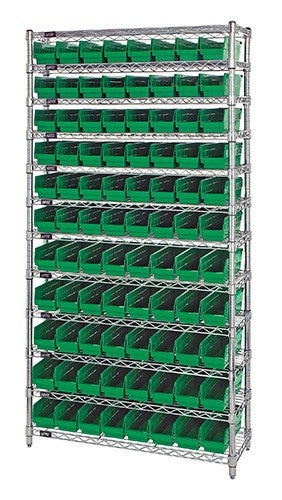 Chrome Wire Shelving Units With Shelf Bins - HWR12-101-G