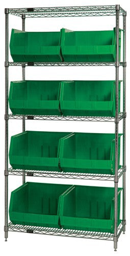Chrome Wire Shelving Units With Ultra Bins - HWR5-270-G