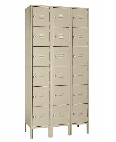 Six Tier Steel Lockers - H53423-PUTTY