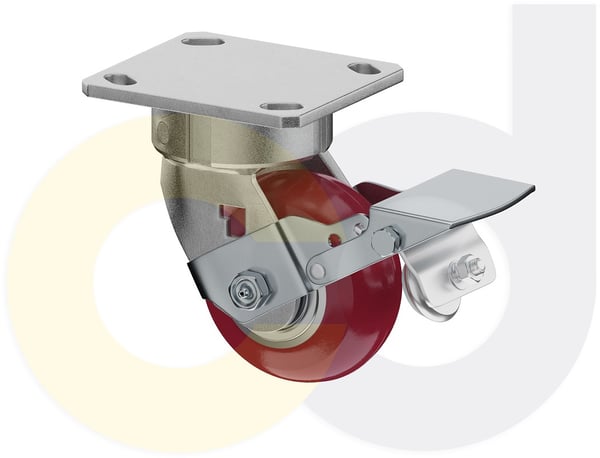 CasterDepot Ergonomic, Top Plate Casters - Poly On Aluminum Wheel - Capacities Up To 1500 Lbs. - HC020.9B5