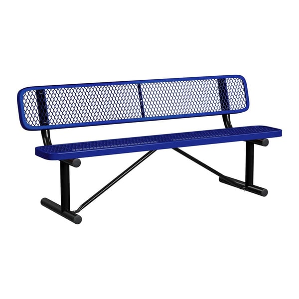 Expanded Metal Portable 6Ft Bench With Back - HB6WBP-NAVY