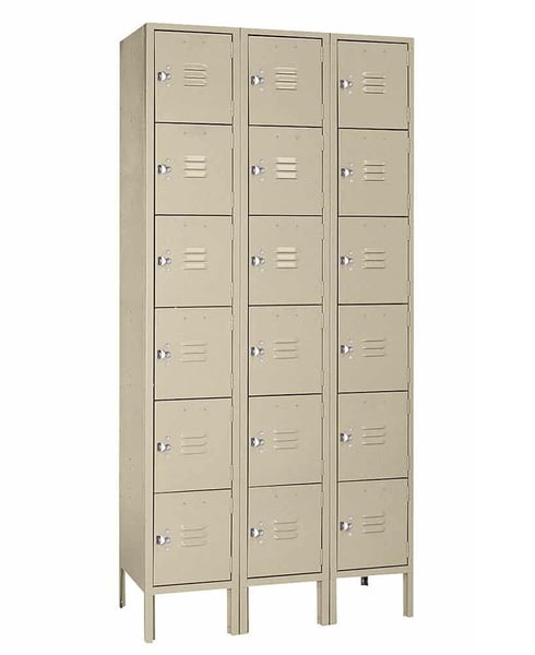 Six Tier Steel Lockers - H53623-PUTTY
