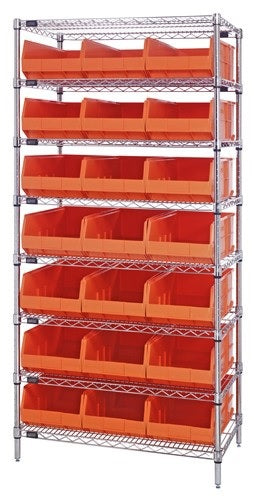 Wire Shelving Systems With Stackable Shelf Bins - HWR8-465