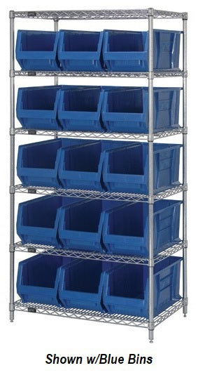 Chrome Wire Shelving Units With Hulk Containers - HWR6-953-R