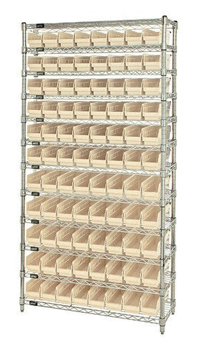 Chrome Wire Shelving Units With Shelf Bins - HWR12-101-I