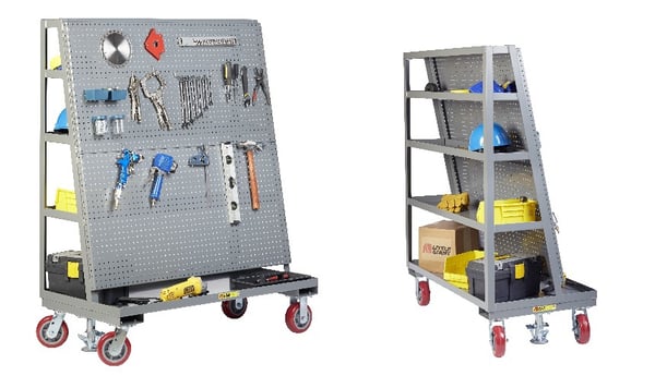 All-Welded Mobile Pegboard With Back Shelf Storage - HAFPBS2448-6PYFL