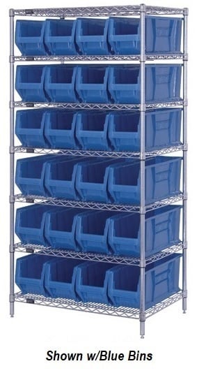 Chrome Wire Shelving Units With Hulk Containers - HWR7-951-Y