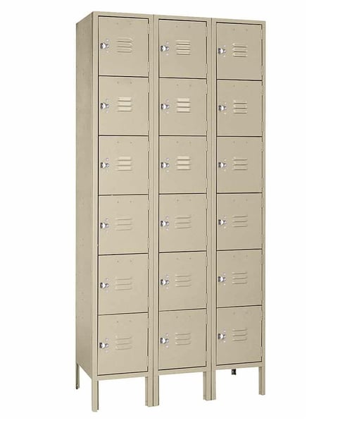 Six Tier Steel Lockers - H53323-PUTTY
