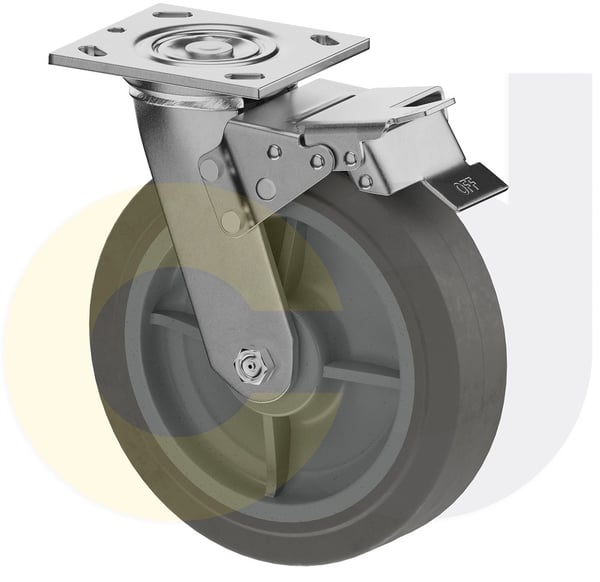 CasterDepot Top Plate Casters - Thermo-Rubber Wheel - Capacities Up To 600 Lbs. - HC000.E5A