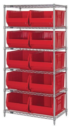 Chrome Wire Shelving Units With Hulk Containers - HWR6-954-R