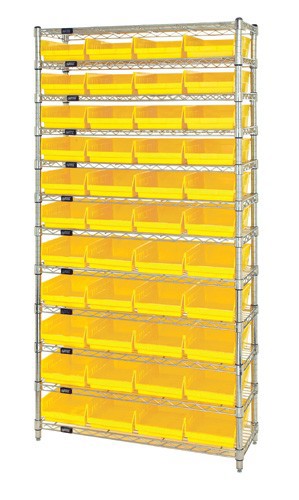 Chrome Wire Shelving Units With Shelf Bins - HWR12-107-Y