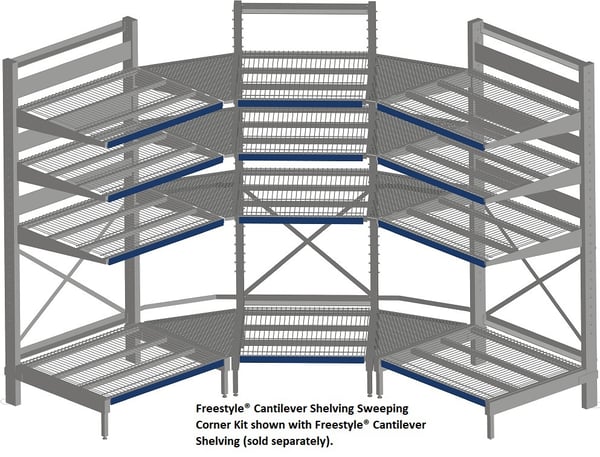 Freestyle® Cantilever Shelving Sweeping Corner Kit - HFSACV30E-4T-KIT