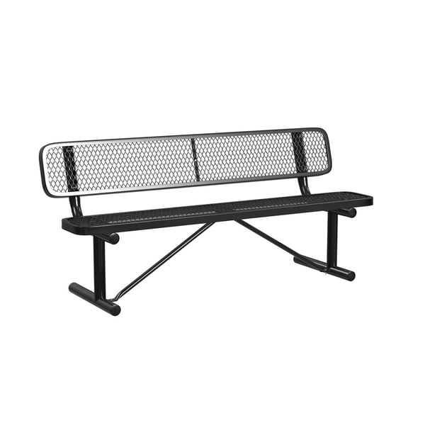 Expanded Metal Portable 6Ft Bench With Back - HB6WBP-BLACK
