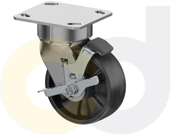 CasterDepot Ergonomic, Top Plate Casters - Glass-Filled Nylon Wheel- Cap. Up To 1400 Lbs. - HC020.100