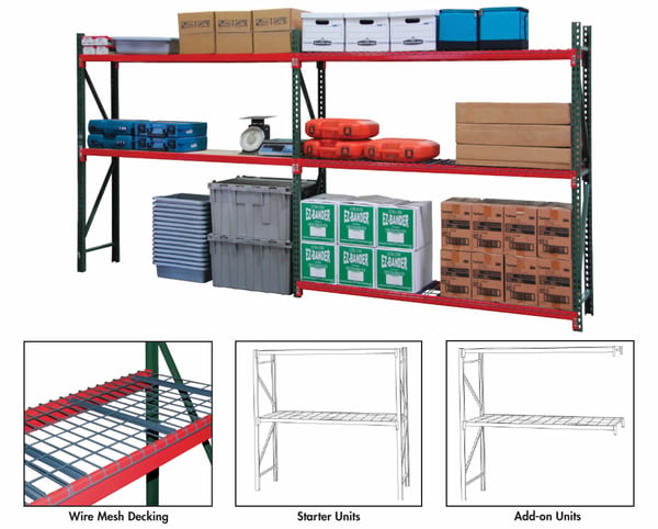 FastRak™ Bulk Storage Rack Units With Wire Mesh Decking - HKT3-4824072M