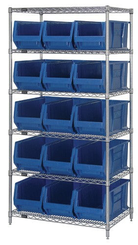 Chrome Wire Shelving Units With Hulk Containers - HWR6-953-B