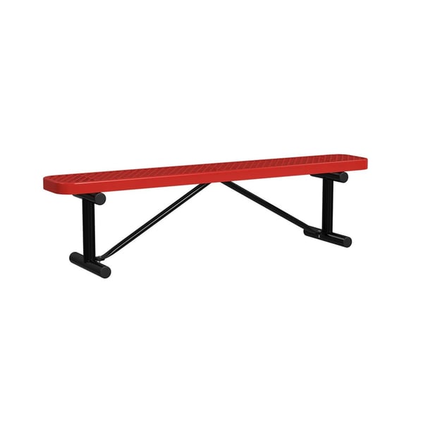Expanded Metal Portable 6Ft Bench Without Back - HB6XPP-RED