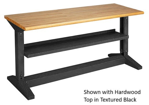 Adjustable Height Iron-I Work Bench With Shelf - H424D8-GN