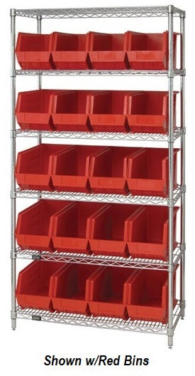 Chrome Wire Shelving Units With Ultra Bins - HWR6-265-B