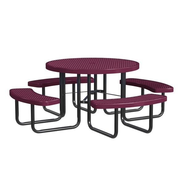 Expanded Metal Portable 46In Round Table - HT46ROP-BURGUNDY
