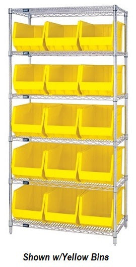 Chrome Wire Shelving Units With Ultra Bins - HWR6-260-B