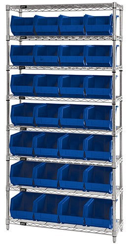 Chrome Wire Shelving Units With Ultra Bins - HWR8-239-B