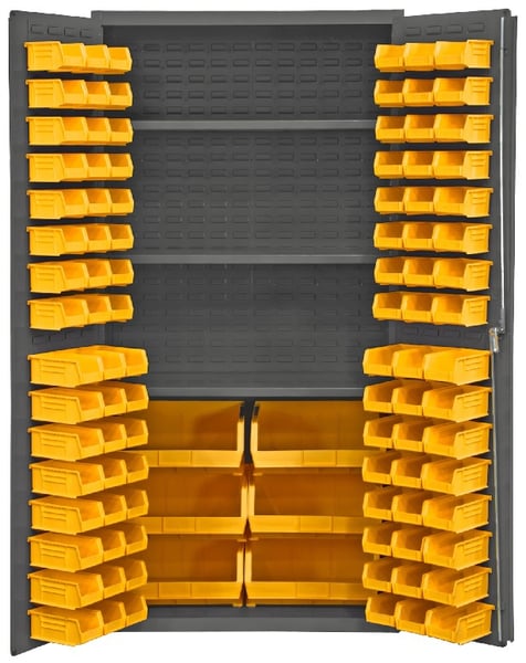 Heavy Duty All-Welded Bin & Shelf 14 Ga. Steel Storage Cabinets - H3501-BDLP-102-3S