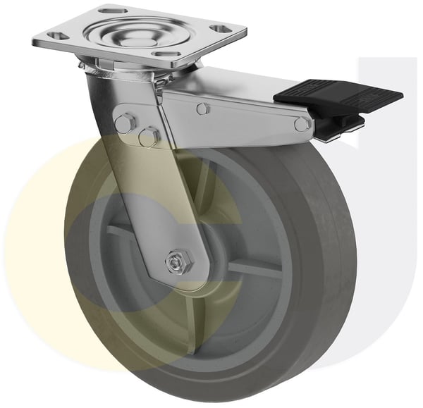 CasterDepot Top Plate Casters - Thermo-Rubber Wheel - Capacities Up To 600 Lbs. - HC091.F07