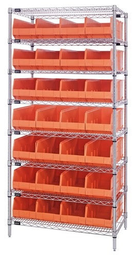 Wire Shelving Systems With Stackable Shelf Bins - HWR8-483