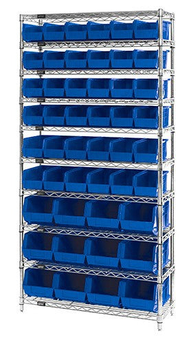 Chrome Wire Shelving Units With Ultra Bins - HWR10-230240-B