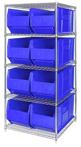 Chrome Wire Shelving Units With Hulk Containers - HWR5-993-B