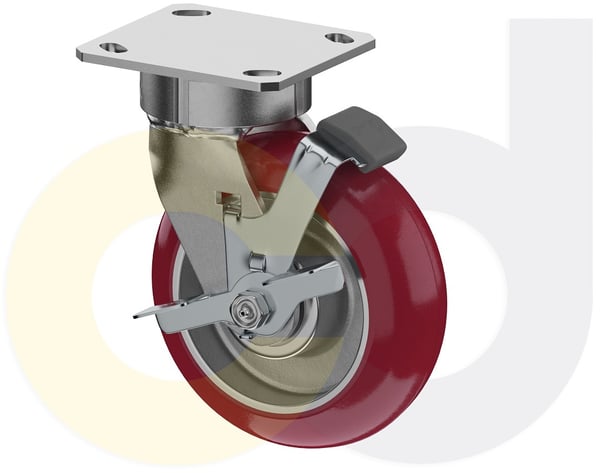 CasterDepot Ergonomic, Top Plate Casters - Poly On Aluminum Wheel - Capacities Up To 1500 Lbs. - HC003.001