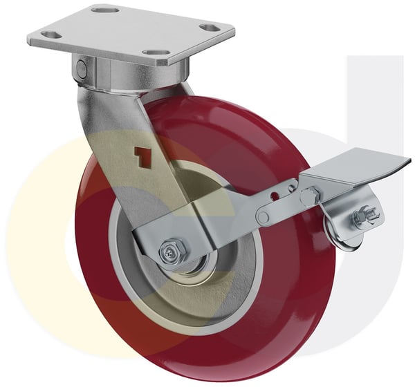 CasterDepot Ergonomic, Top Plate Casters - Poly On Aluminum Wheel - Capacities Up To 1500 Lbs. - HC000.14D