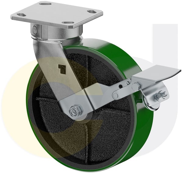 CasterDepot Ergonomic, Top Plate Casters - Poly On Cast Iron Wheel- Capacities Up To 1400 Lbs. - HC091.A60