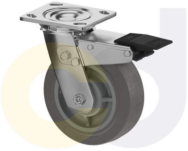 CasterDepot Top Plate Casters - Thermo-Rubber Wheel - Capacities Up To 600 Lbs. - HC091.EC3