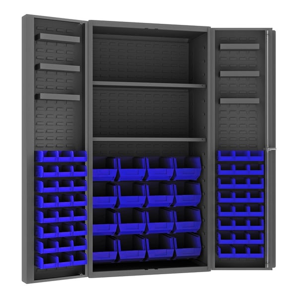 Heavy Duty All-Welded Bin & Shelf 14 Ga. Steel Storage Cabinets - HDC36-642S6DS