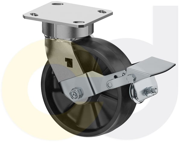 CasterDepot Ergonomic, Top Plate Casters - Glass-Filled Nylon Wheel- Cap. Up To 1400 Lbs. - HC091.A0A