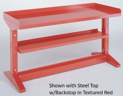 Adjustable Height Iron-I Work Bench With Shelf And Rails - H425U6M-LG