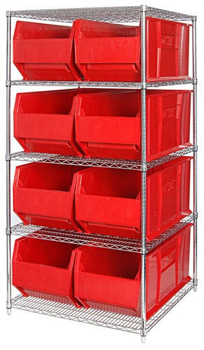Chrome Wire Shelving Units With Hulk Containers - HWR5-995-R