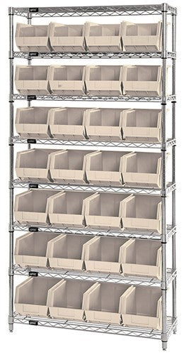 Chrome Wire Shelving Units With Ultra Bins - HWR8-239-I
